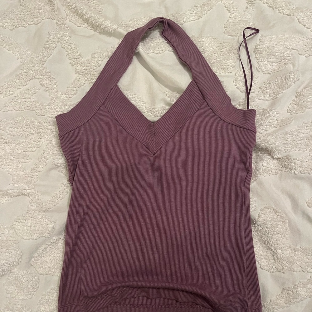 Silence + Noise Ribbed Knit Top in Mauve